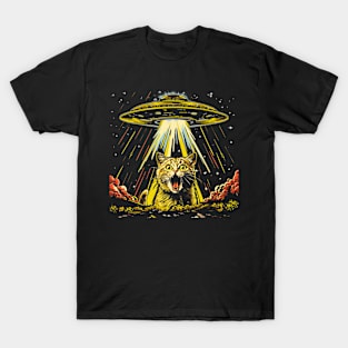 Shocked Cat and UFO Invasion T-Shirt